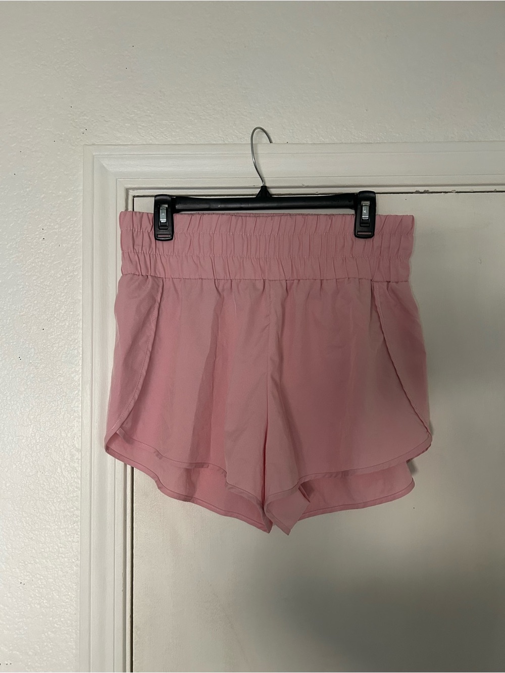 Pink Elastic-Waist Active Wear Shorts